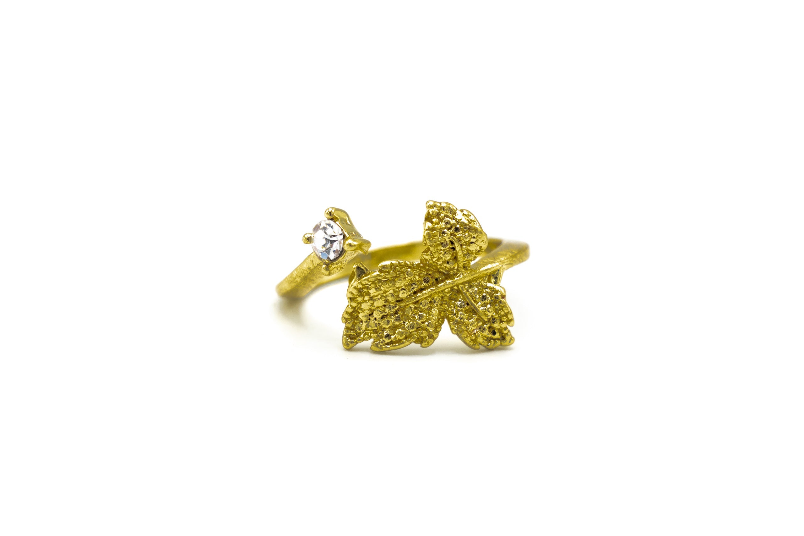 Anello fogliolina strass - KLK