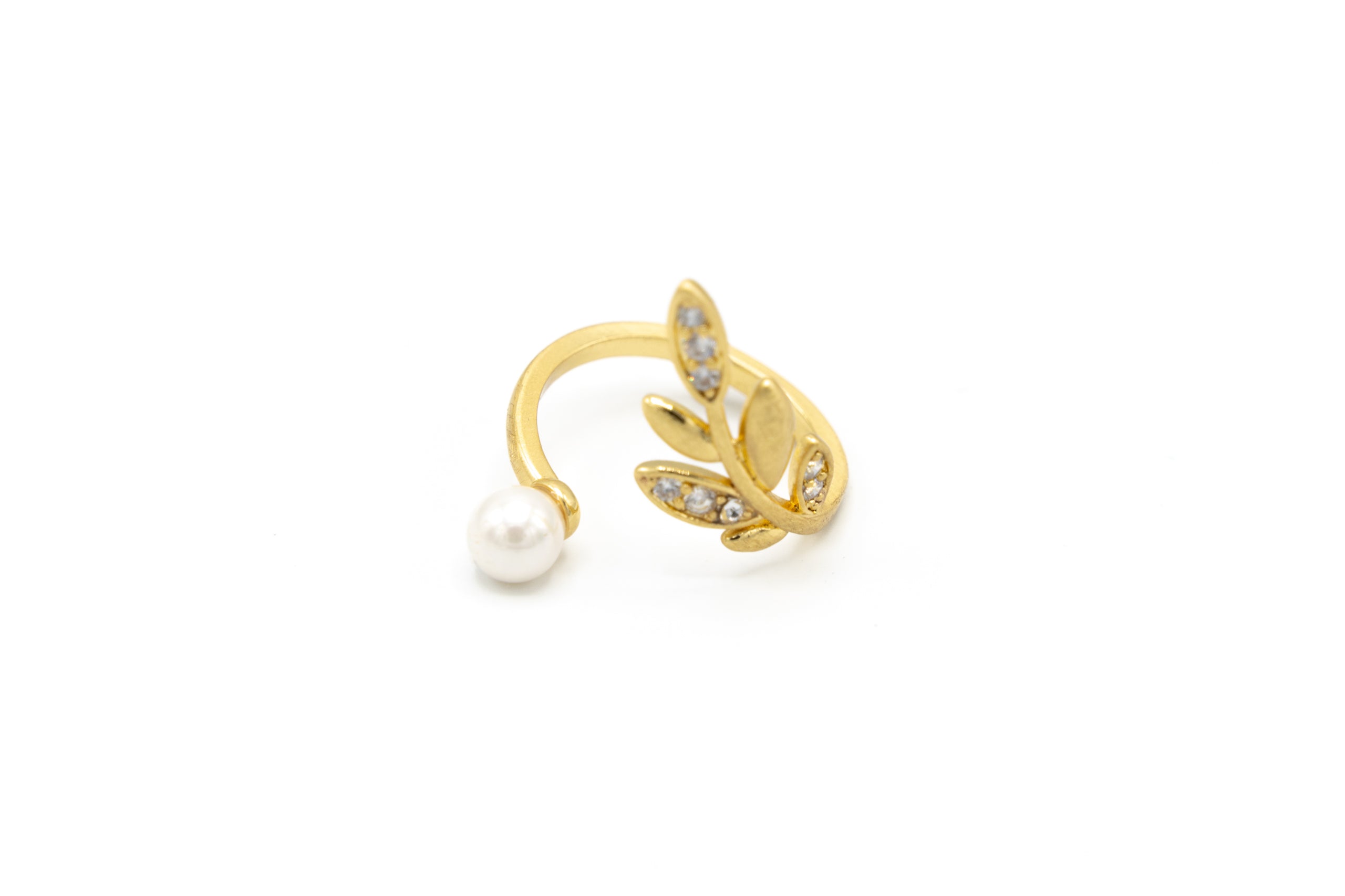 Orecchini Climber Vintage Con Perla E Zirconi - Oro - Design A Striscia Per Donne - Gioielli Boho
