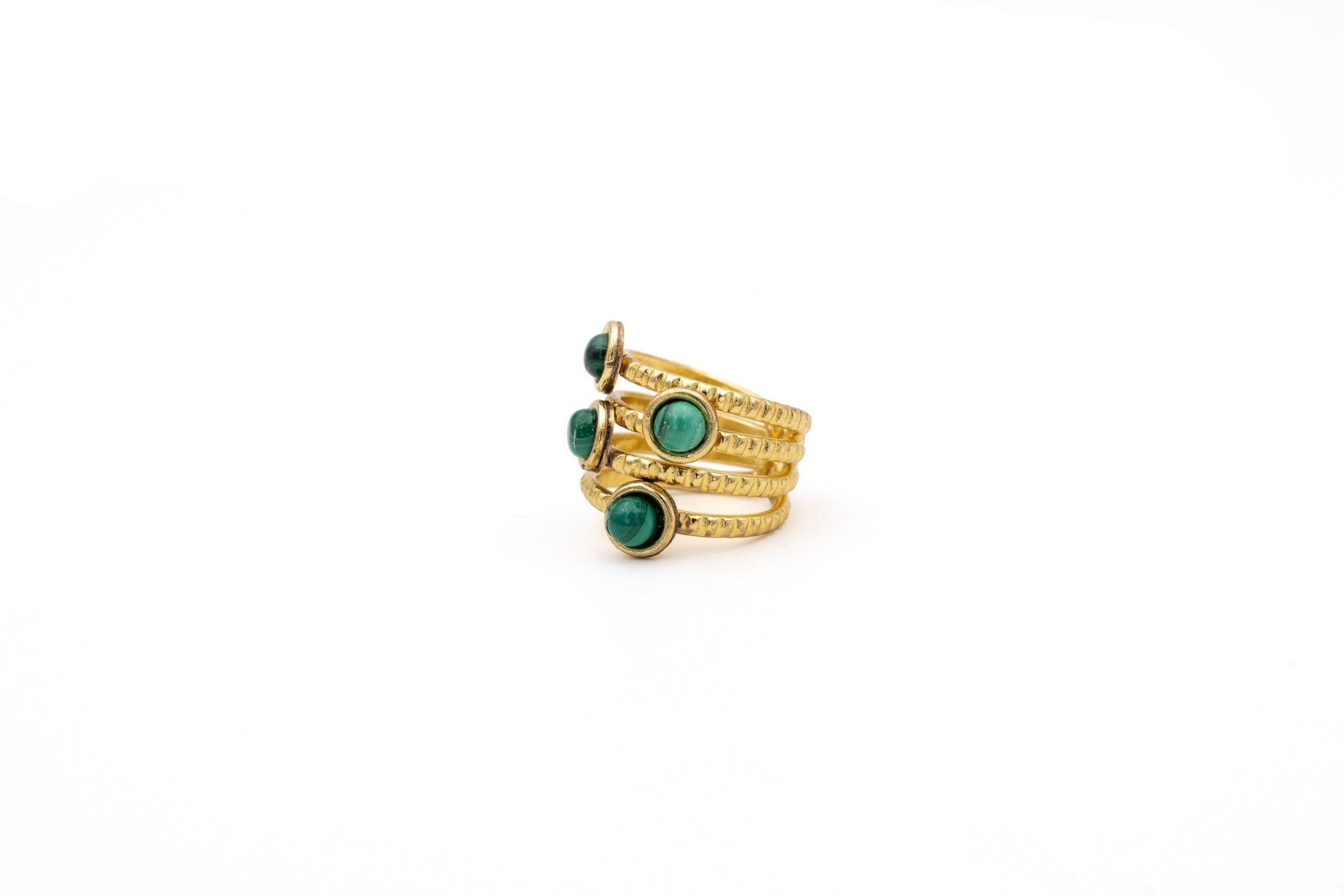 Anello zigrinato multi malachite - KLK