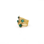 Anello zigrinato multi malachite - KLK
