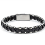 Bracciale acciaio e pelle intrecciata - KLK