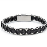 Bracciale acciaio e pelle intrecciata - KLK
