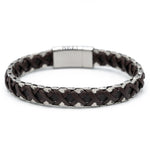 Bracciale acciaio e pelle intrecciata - KLK