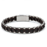 Bracciale acciaio e pelle intrecciata - KLK