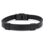 Bracciale pelle barretta nera - KLK