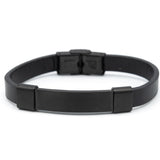 Bracciale pelle barretta nera - KLK