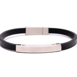 Bracciale pelle e piastra acciaio - KLK