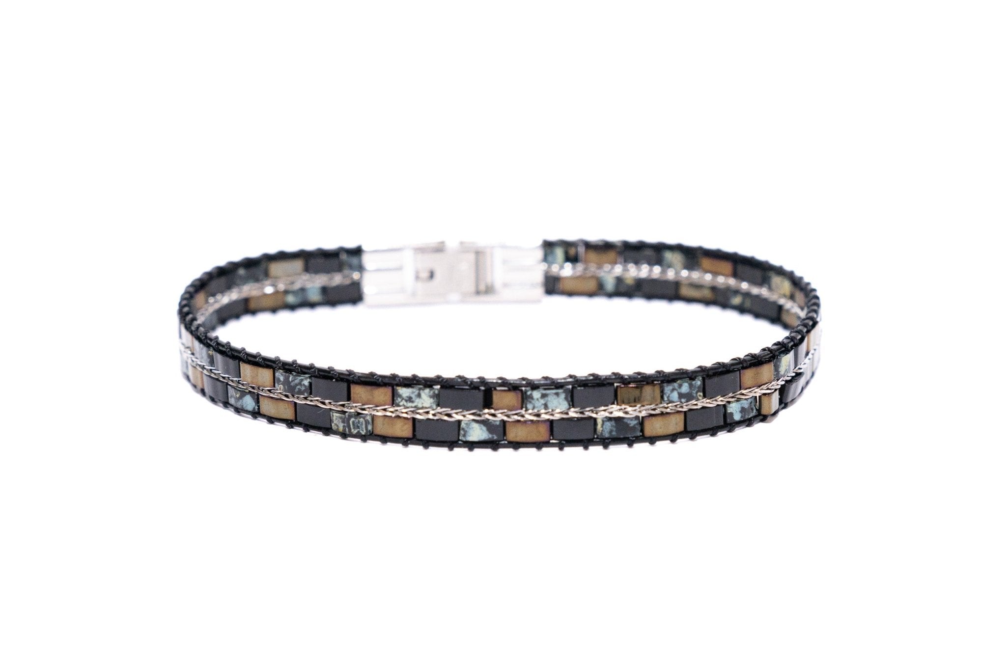 Bracciale quadretti vetro nero - KLK