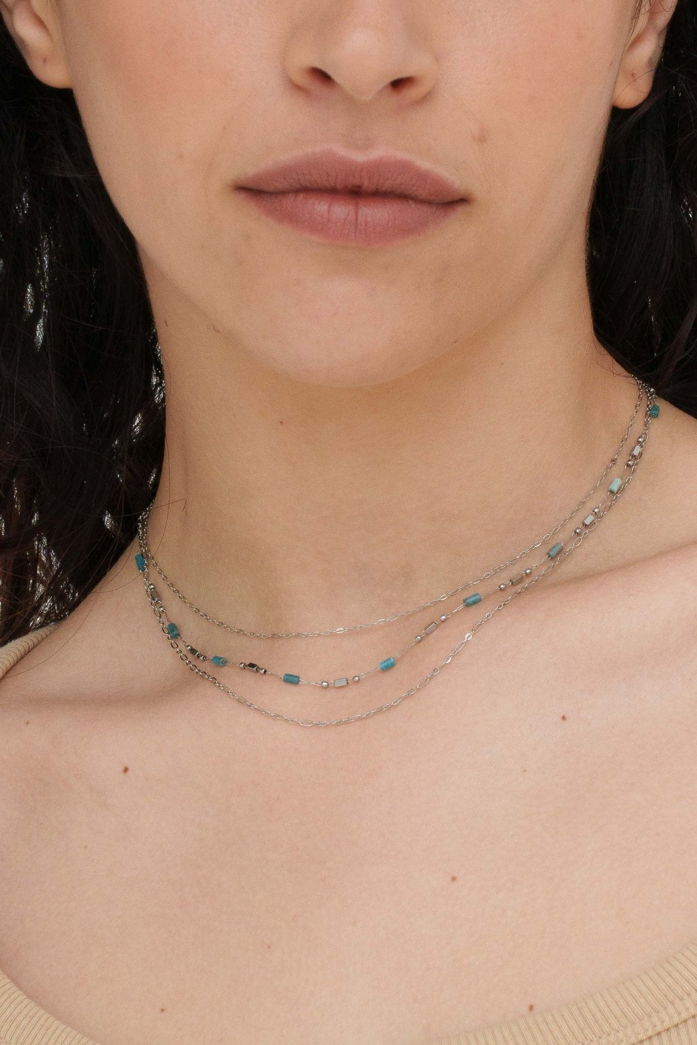 Collana acciaio tre fili tubini - KLK