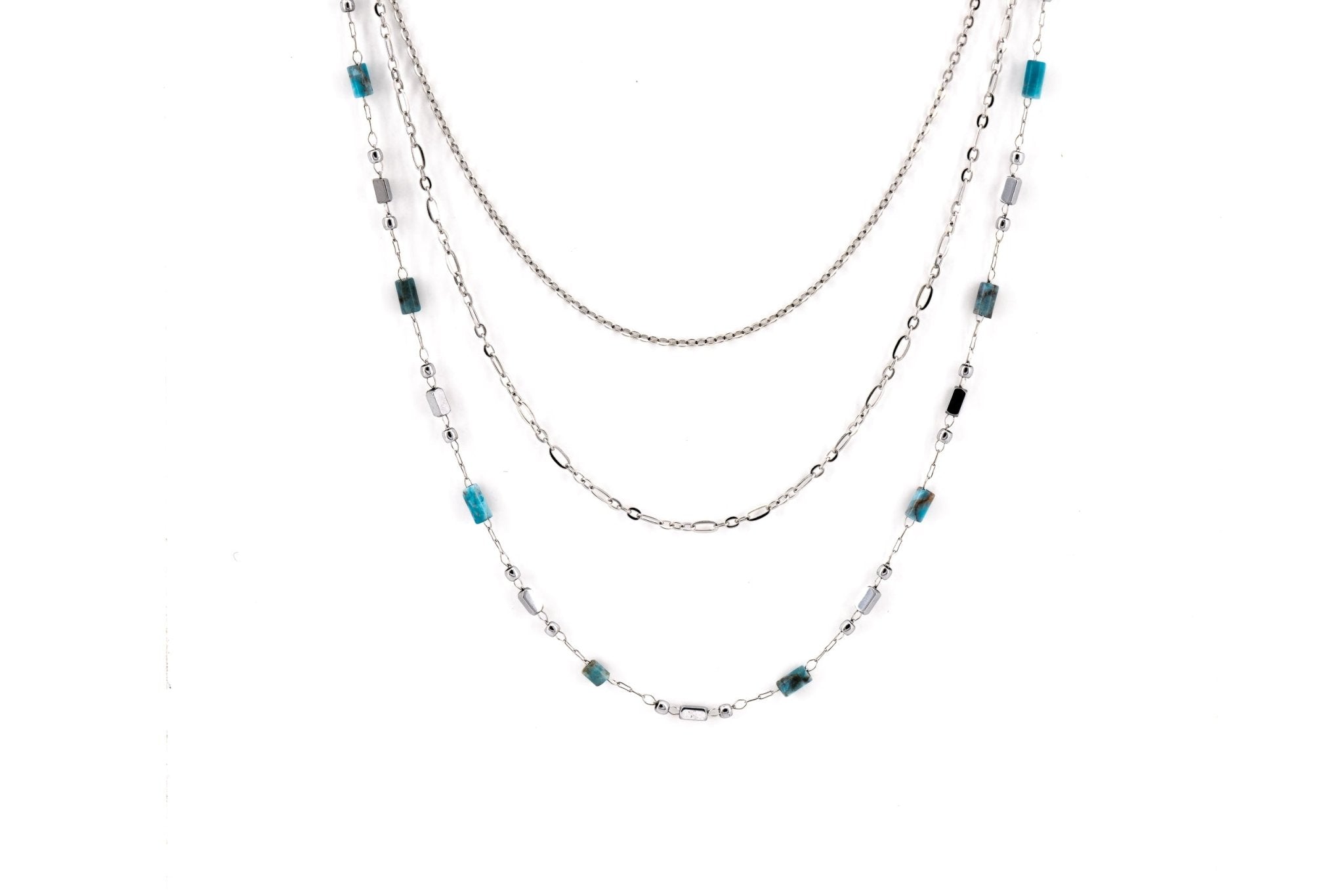 Collana acciaio tre fili tubini - KLK