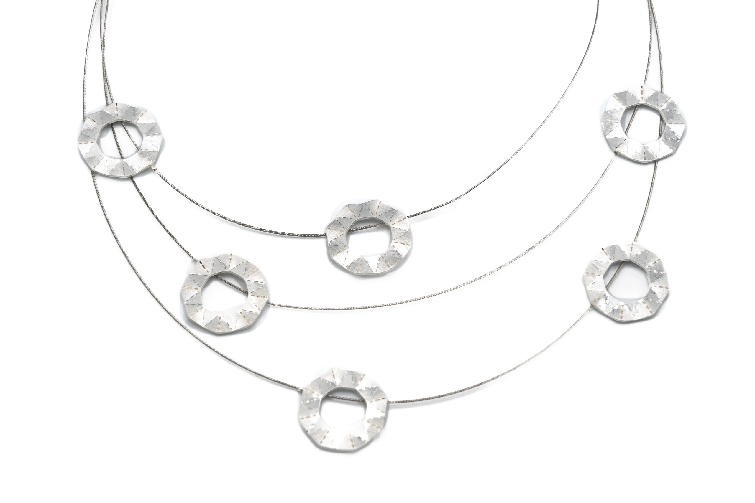 Collana 70° Compleanno Donna In Argento Sterling 925, 7 Cerchi Infiniti Intrecciati Martellati, Regalo Per Mamma E Nonna