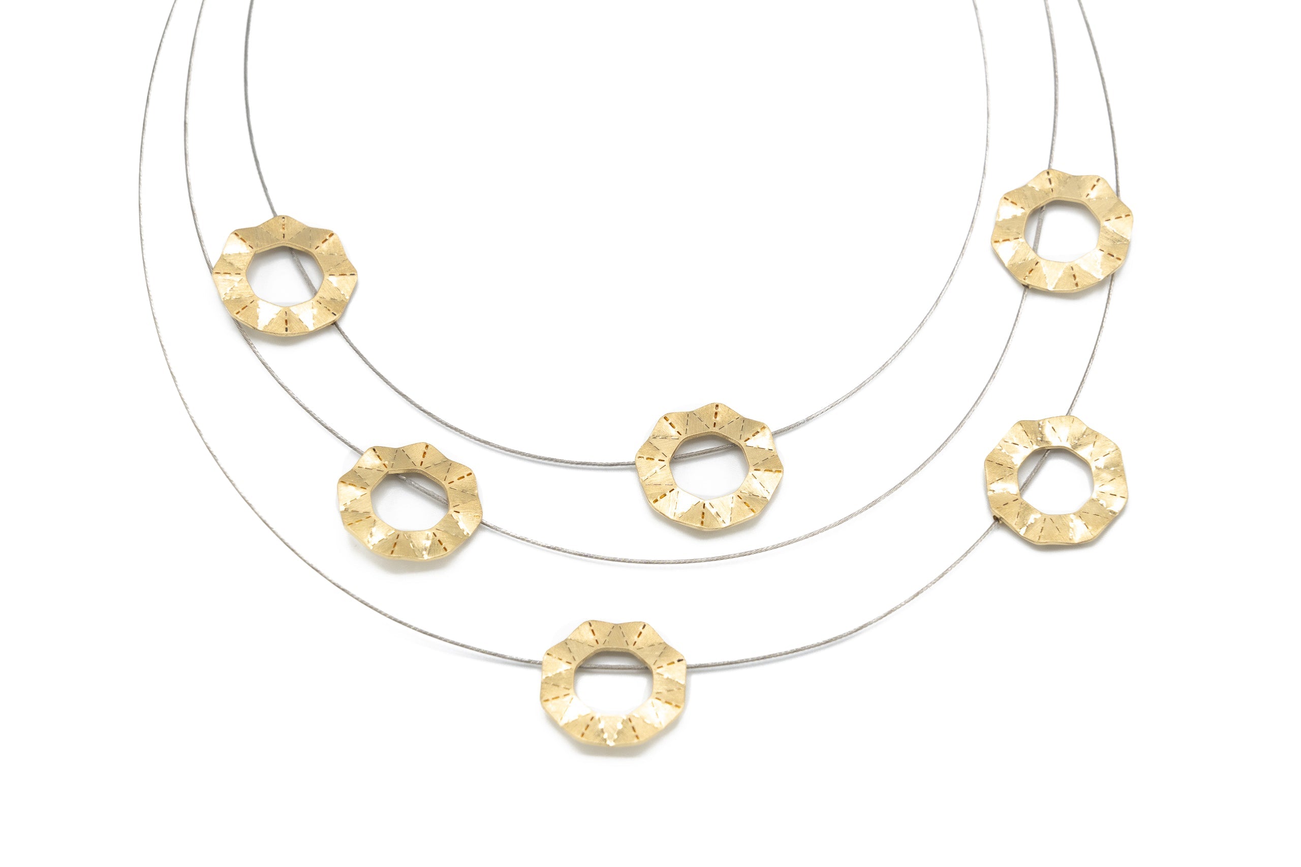 Collana corta cerchi martellati - KLK