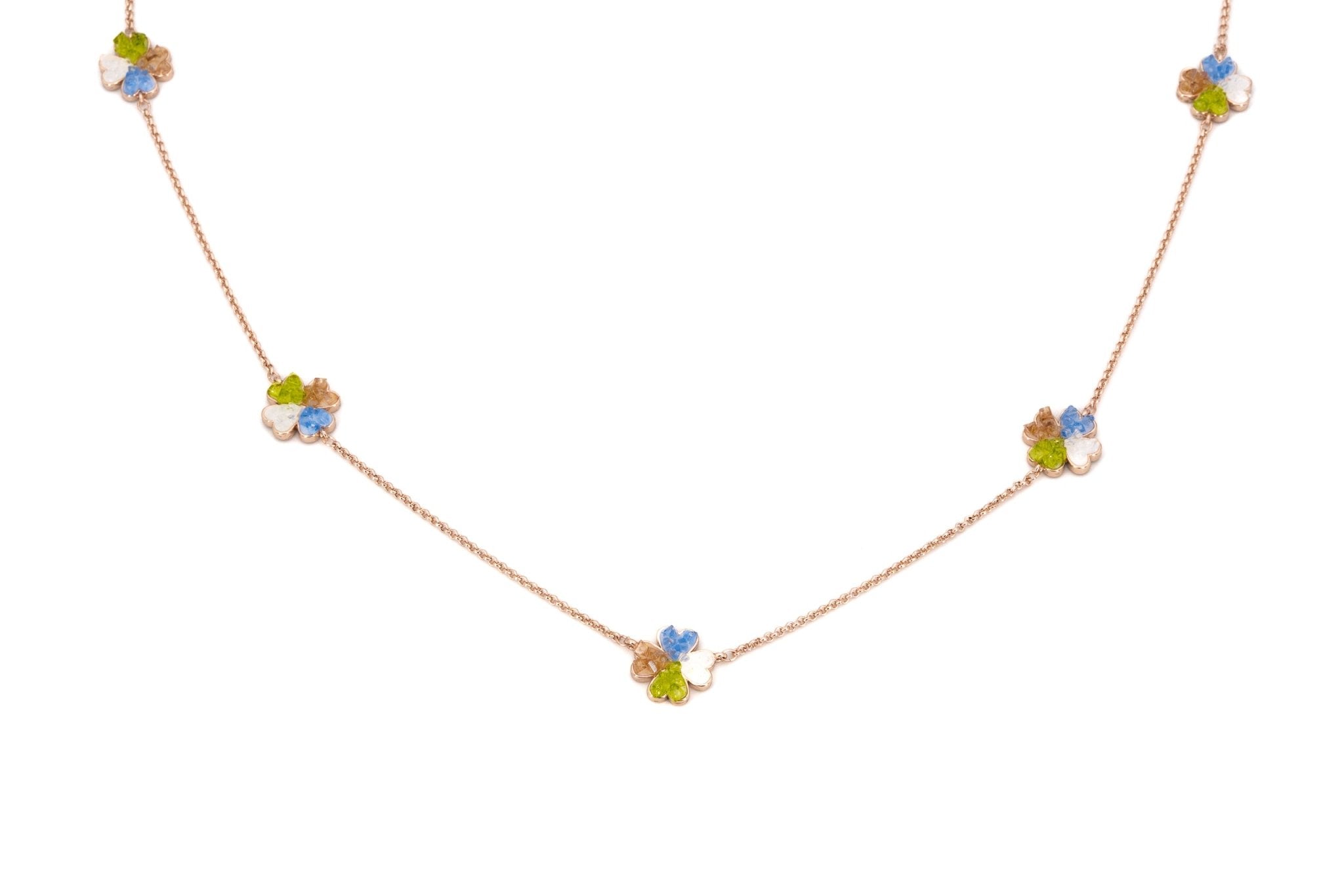 Collana lunga quadrifoglio vetro - KLK