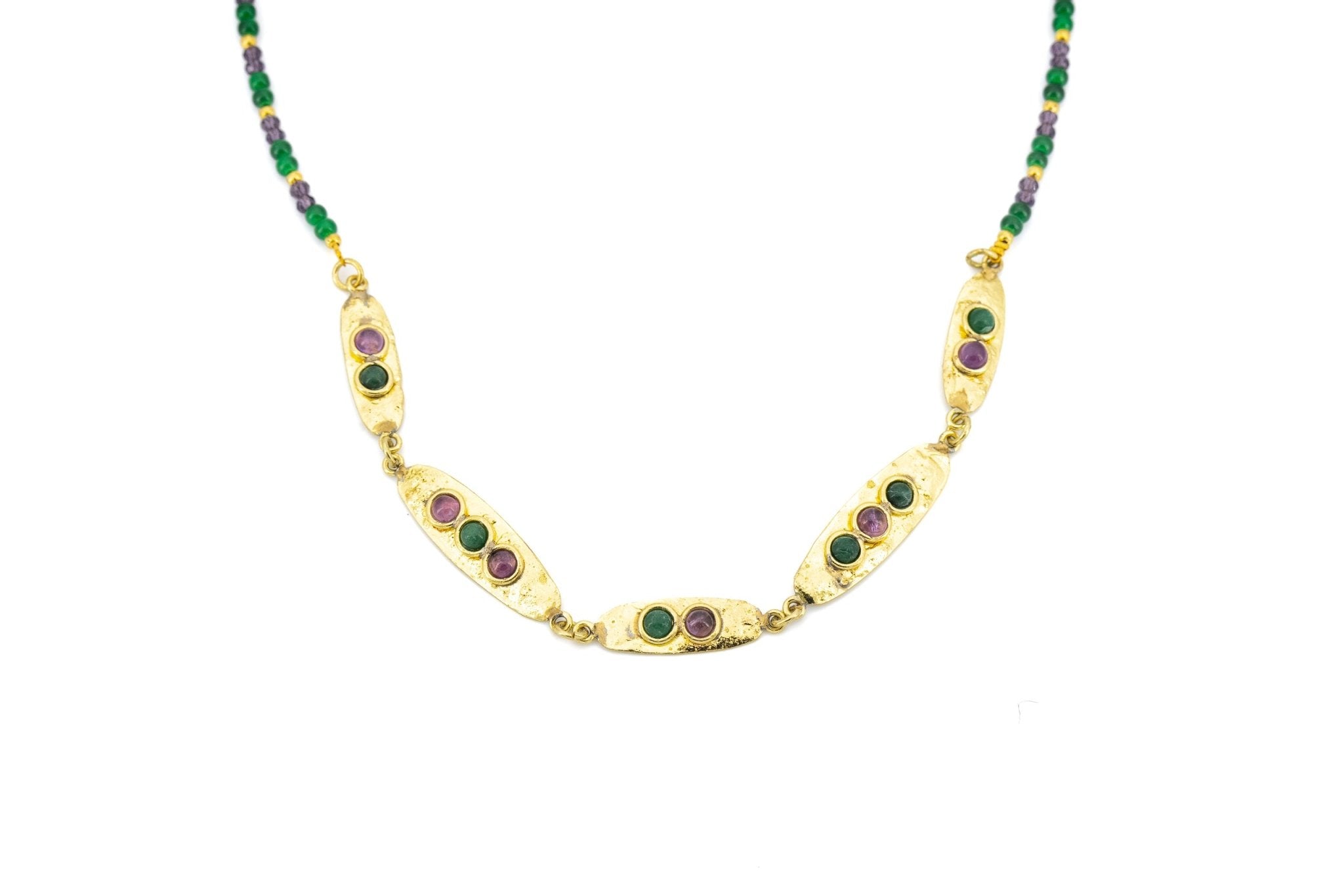 Girocollo ovalini smeraldo e ametista - KLK