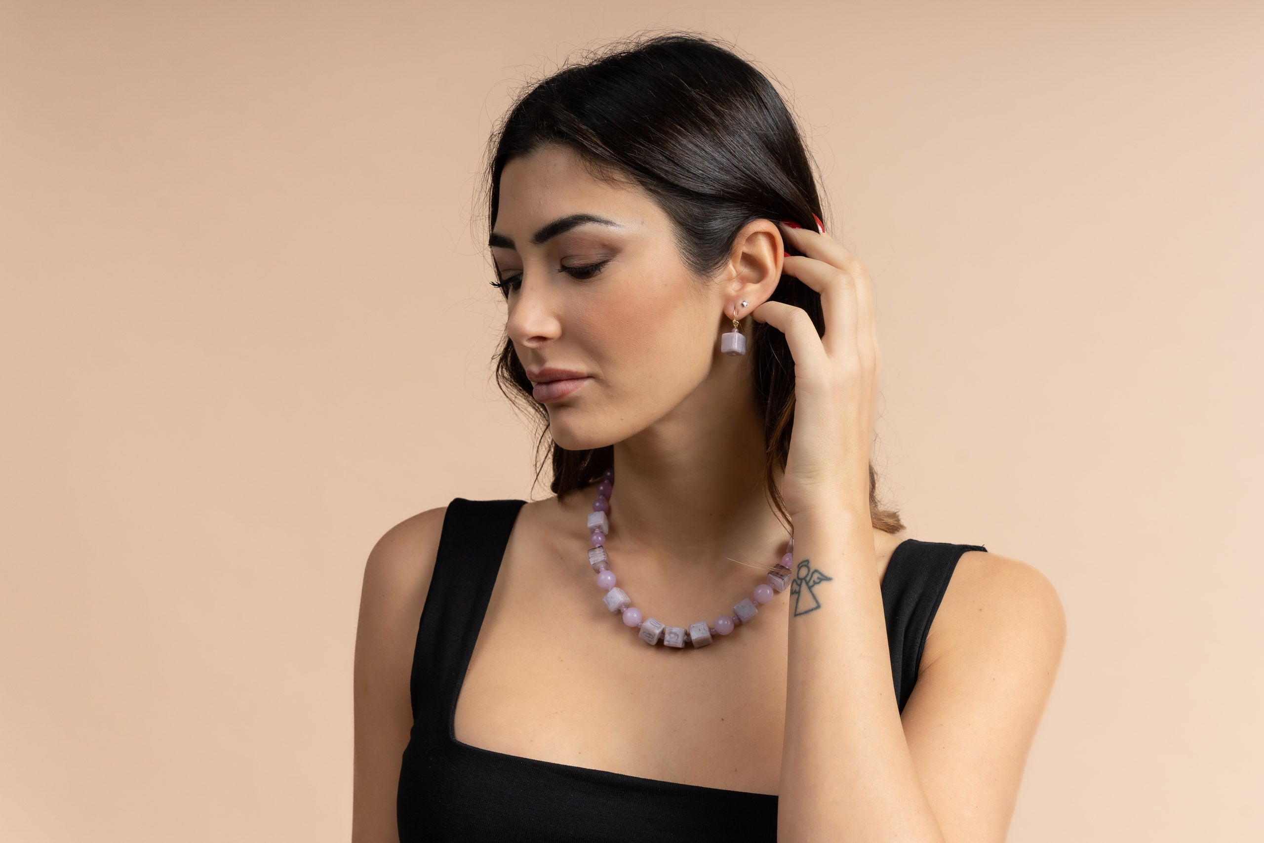 Orecchini cubetto vetro - KLK