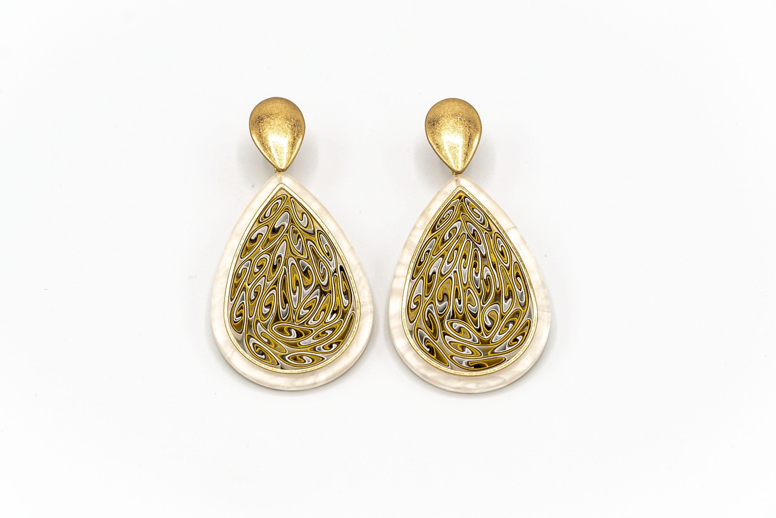 Orecchini goccia mandala in carta - KLK