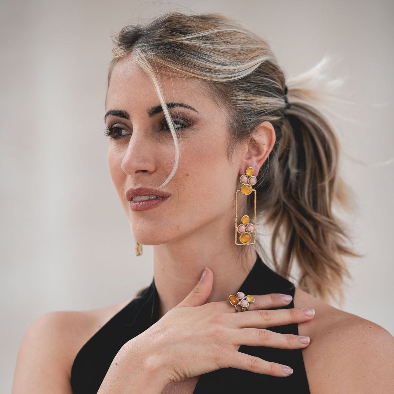 Orecchini pietre rettangolo - KLK