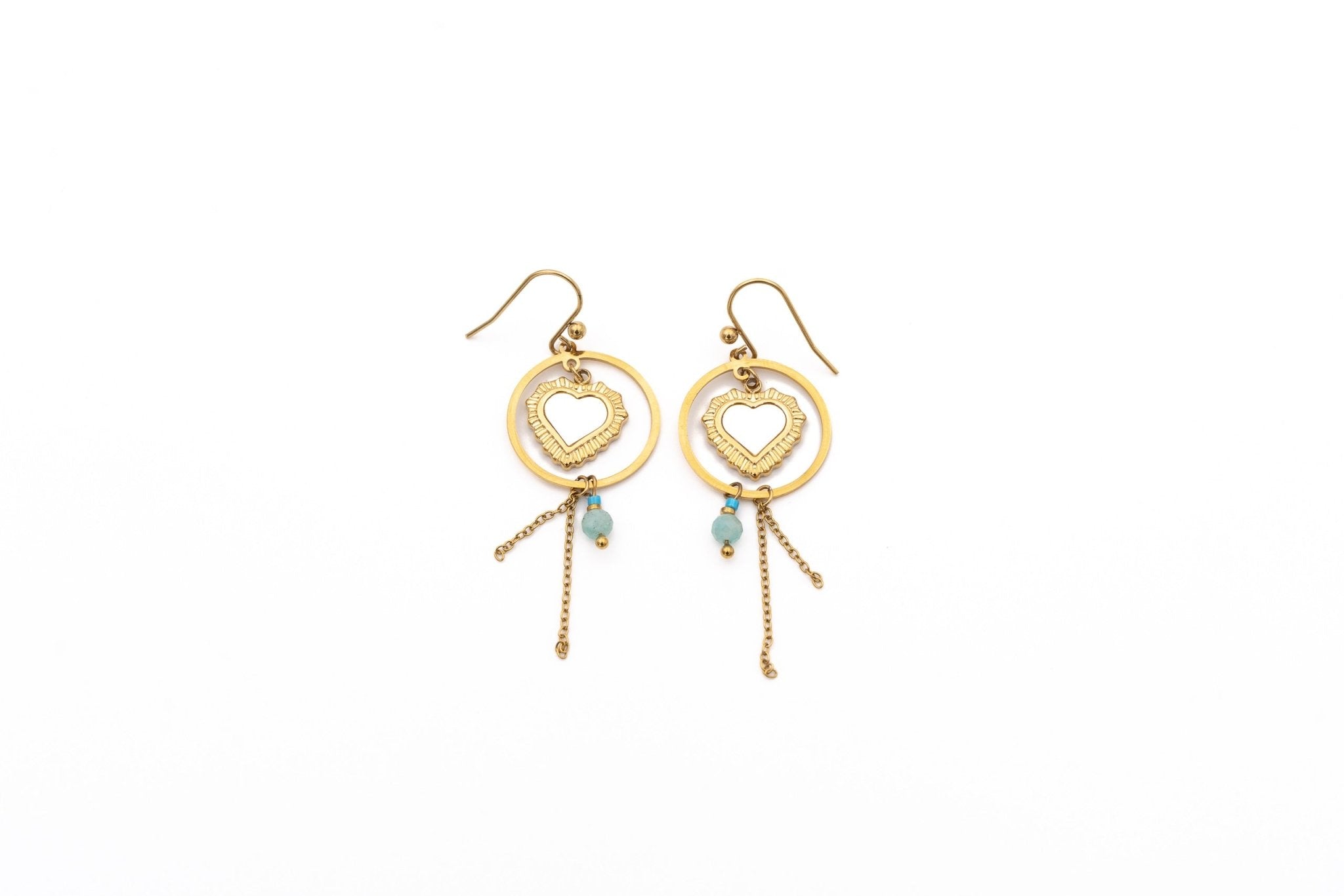 Orecchini pendenti in oro con madreperla e quarzo jalino naturale | AMetis® Gioielli Orecchini pendenti in oro con madreperla e quarzo jalino naturale | AMetis® Gioielli