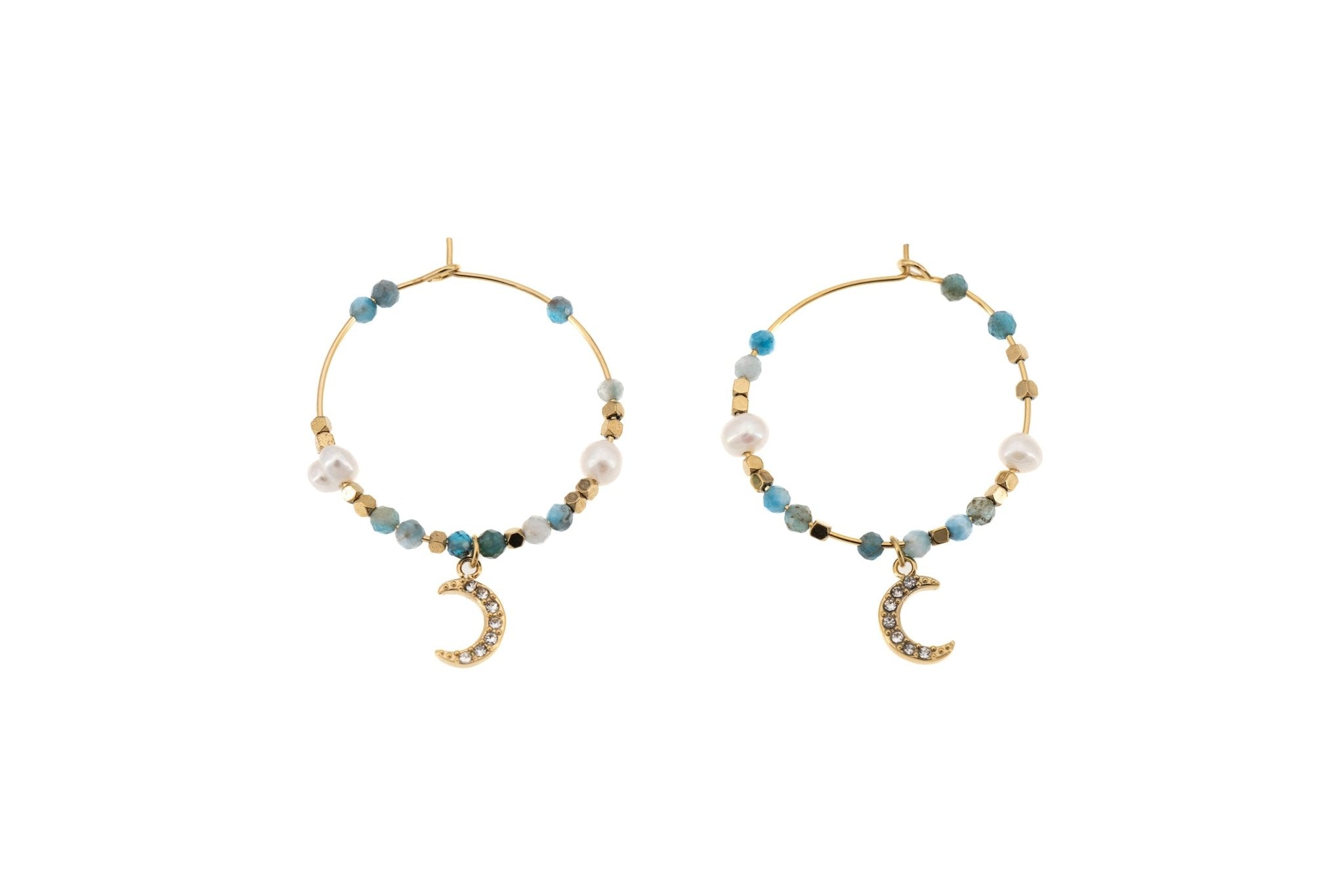 Orecchini pietrine e luna - KLK