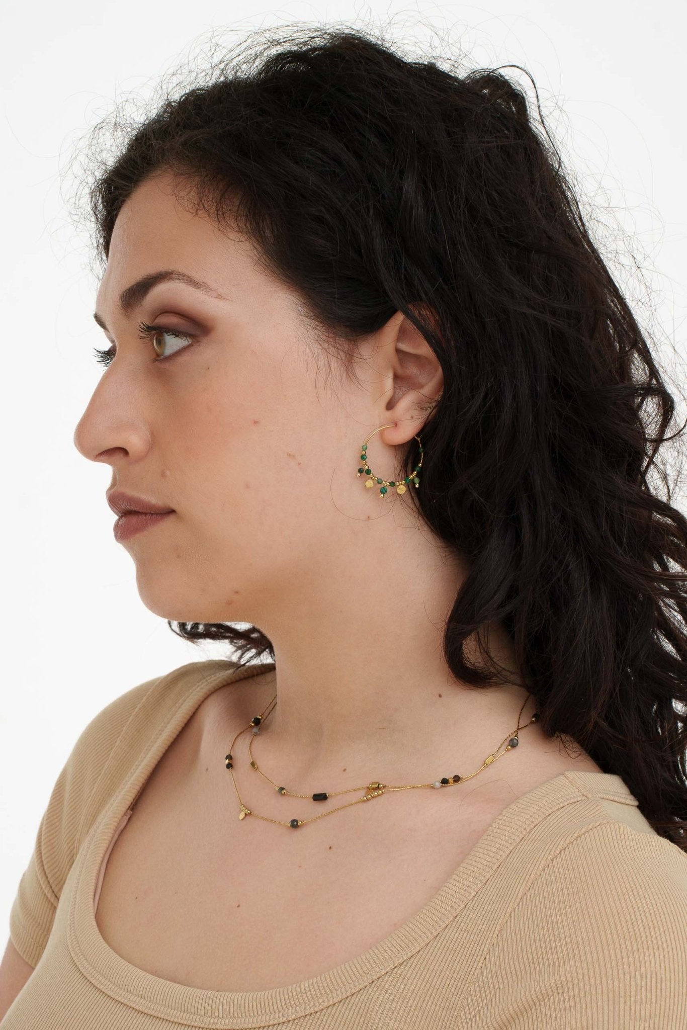 Orecchini pietrine e medagliette - KLK