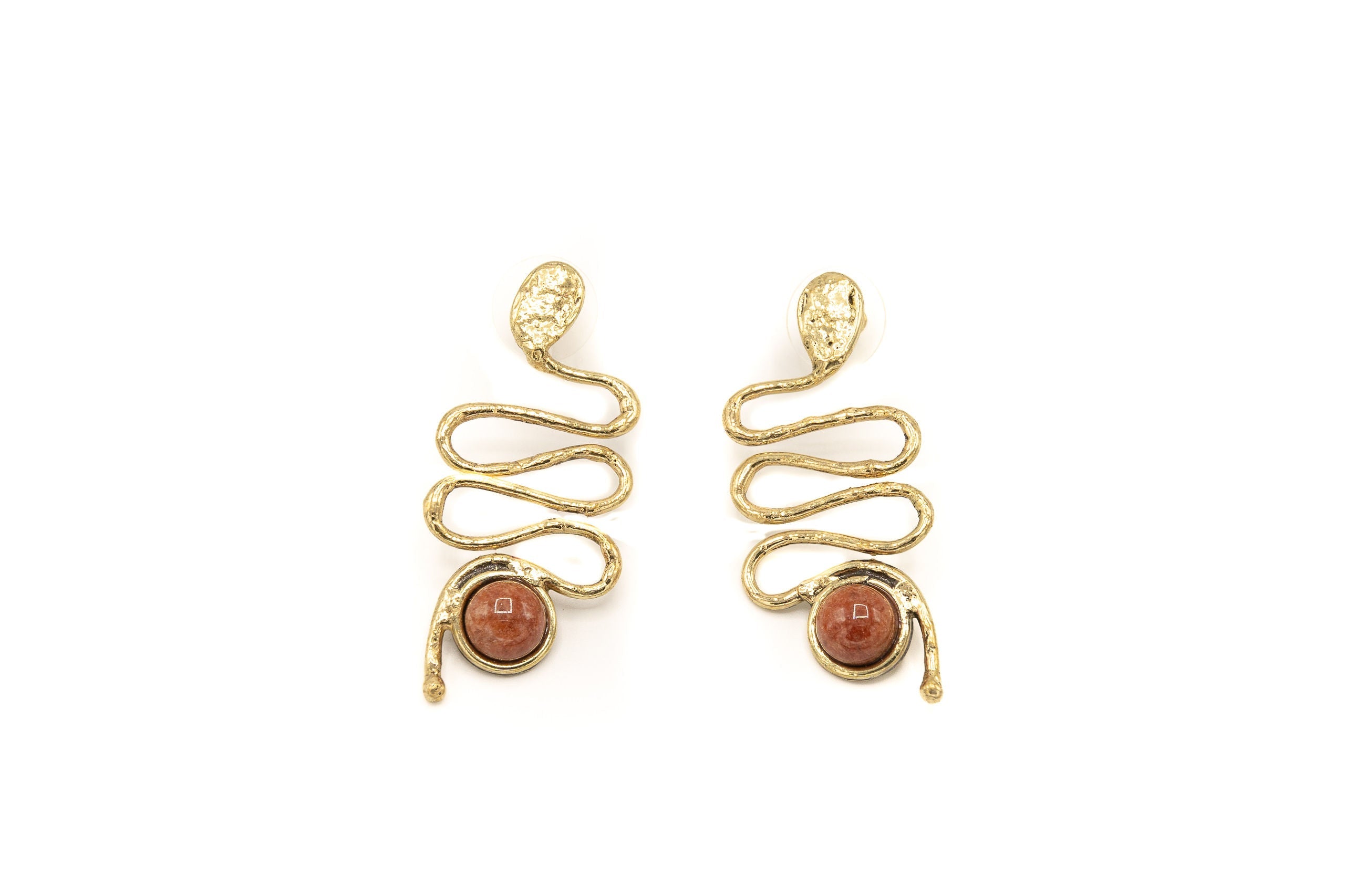 Orecchini serpentino con pietra - KLK