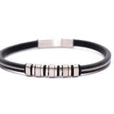 Bracciale filo acciaio e pelle