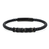 Bracciale pelle torchon nero