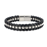 Bracciale pelle catena centrale
