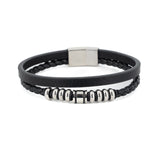 Bracciale pelle due fili anellini