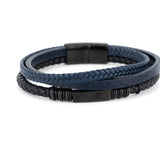 Bracciale pelle fili blu nero