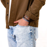 Leather and stone thread bracelet