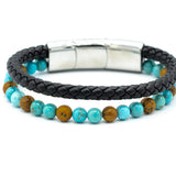 Leather bracelet and turquoise balls