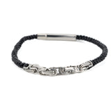 Bracciale treccina pelle e acciaio