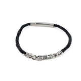 Bracciale treccina pelle e acciaio