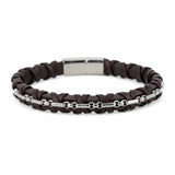 Bracciale intreccio pelle e catena