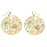 Rhinestone enamel flower earrings