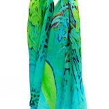 Small abstract green silk scarf