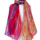 Sciarpa seta foglie astratte