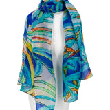 Silk scarf with leaf pattern