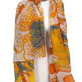 Large silk scarf flowers polka dots
