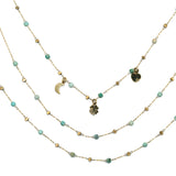 Three-strand steel necklace with pendants