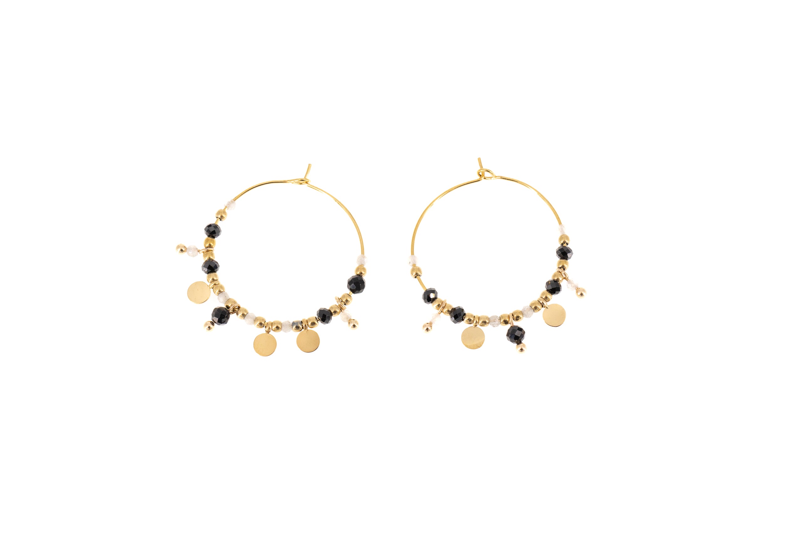 Stone and medallion earrings