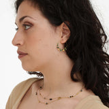 Stone and medallion earrings