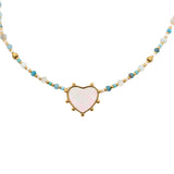 Mother-of-pearl heart stone choker