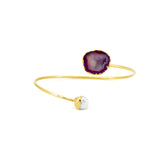 Geode and pearl bracelet