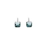 Silver crystal square earrings