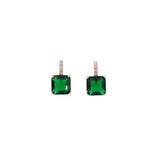Silver crystal square earrings