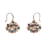 Round mosaic square earrings