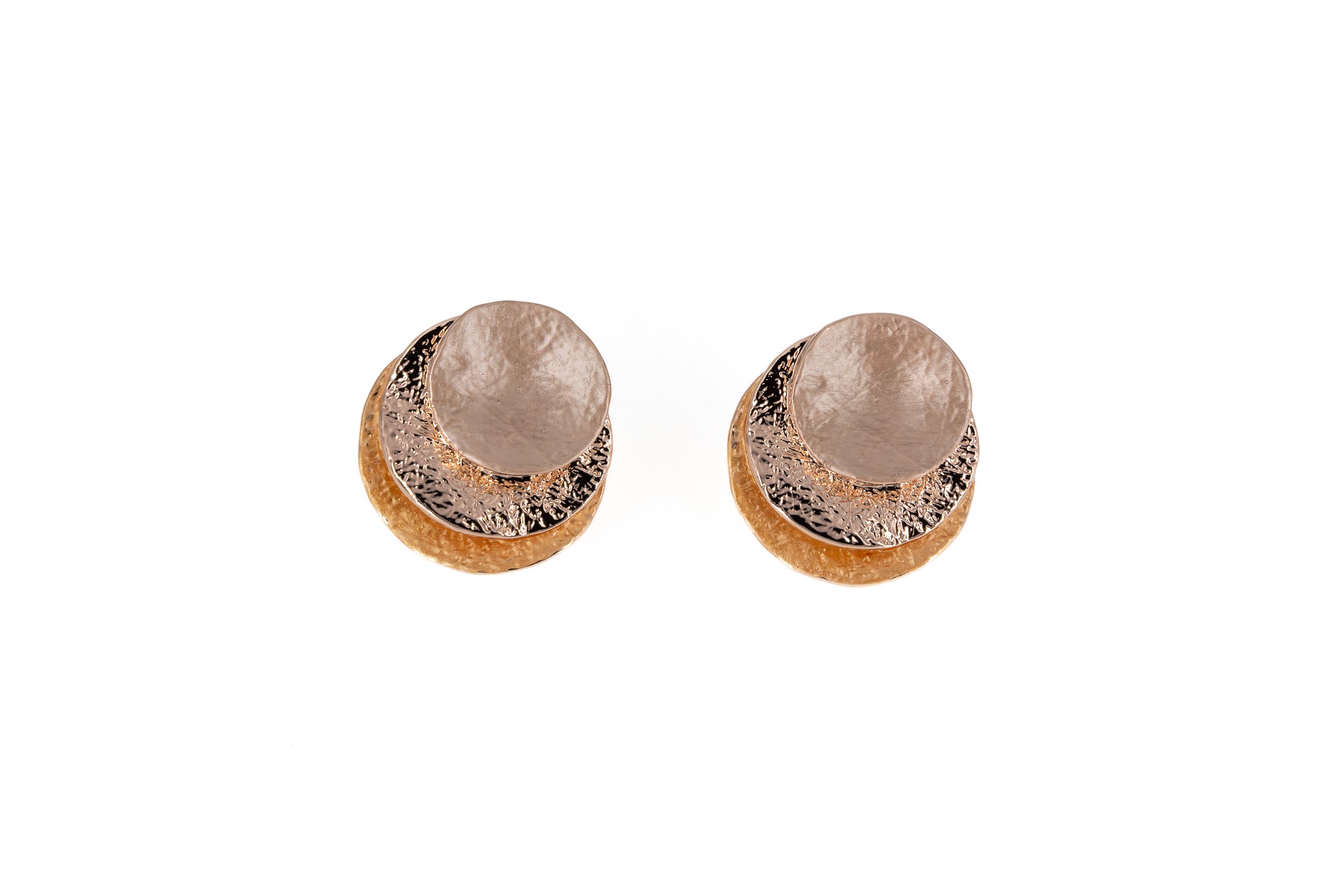 Three overlapping round earrings