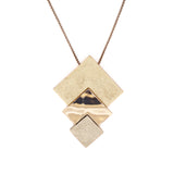 Long three square necklace